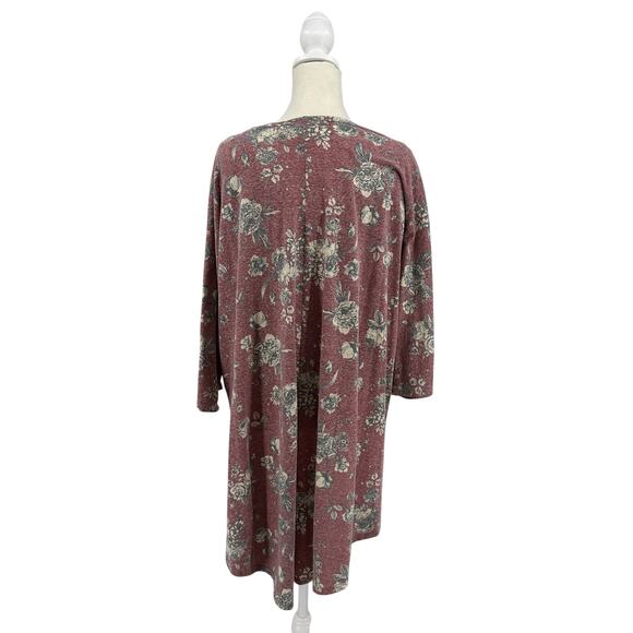 Lularoe Open Front Cardigan WMN M Dusty Rose Floral 3/4 Sleeves Vintage Inspired - Picture 4 of 7